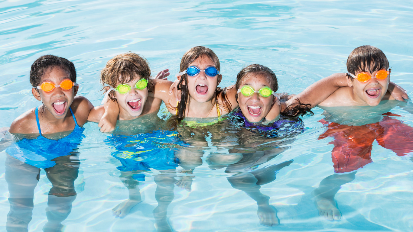 Children taking part in swimming sessions at the pool